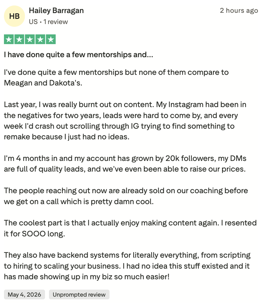 Grew account by 20k followers